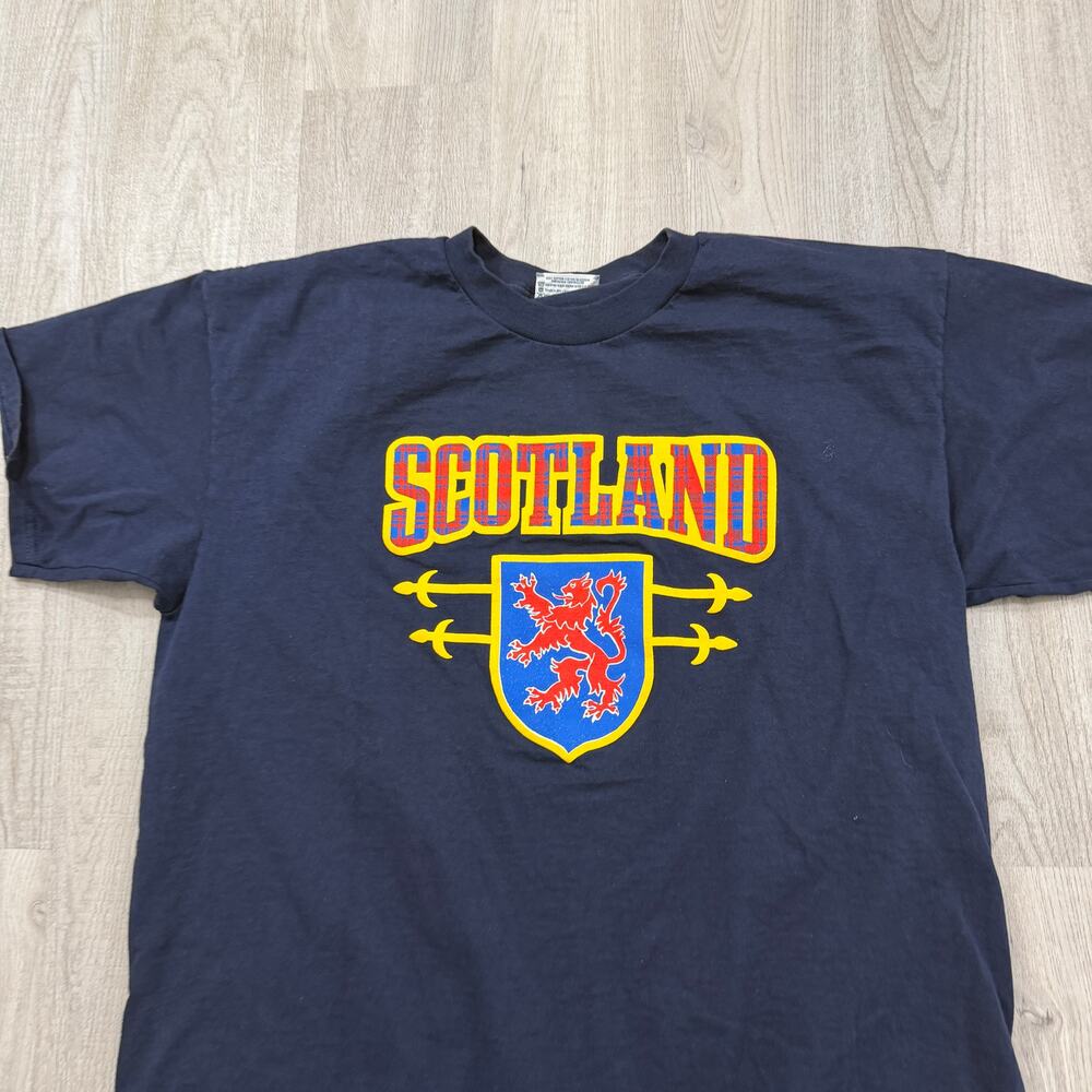 Vintage Scotland Crest Shirt Men's Extra Large Blue 90s USA Made Logo Graphic - Picture 2 of 8